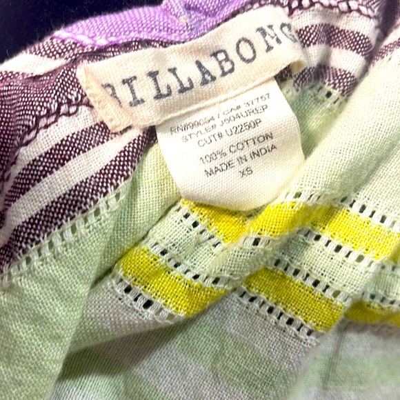 Billabong Multi colored stripped cotton fringe tank top,XS - Picture 8 of 9
